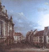 BELLOTTO, Bernardo Dresden, the Frauenkirche and the Rampische Gasse oil